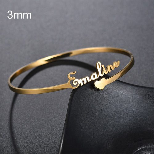 Customized Name Bracelet Personalized Custom Bangles Stainless Steel