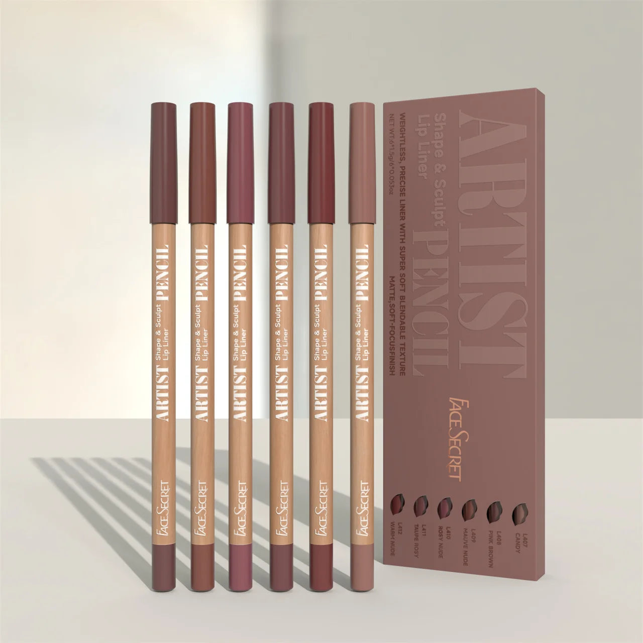 Face Secret Artist Shape Sculpt Lip Liner Pencil Set, Weightless