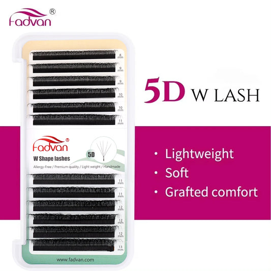 Fadvan 5D W Shaped Eyelash Extensions 0.07 D Natural Faux Mink Lashes