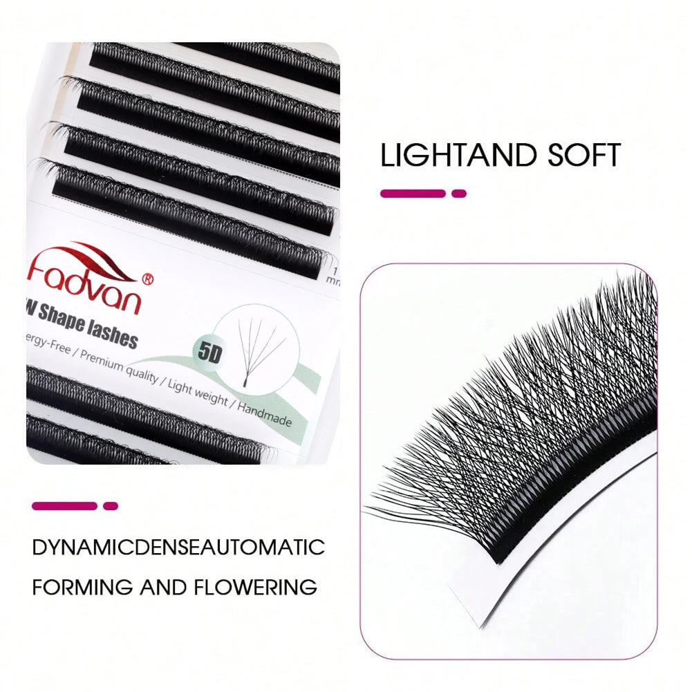 Fadvan 5D W Shaped Eyelash Extensions 0.07 D Natural Faux Mink Lashes