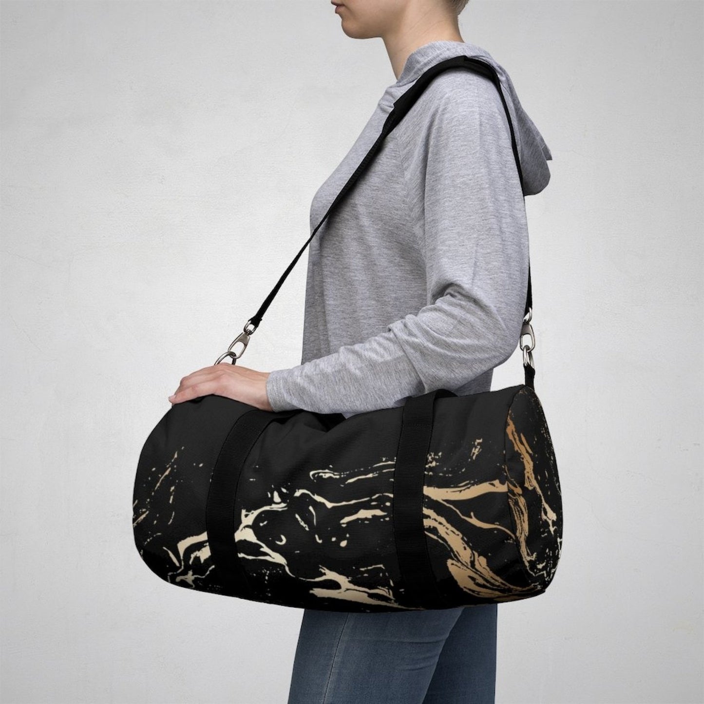 Duffel Bag - Carry on Luggage - Black and Gold